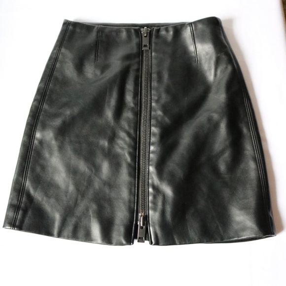 TALULA Faux Leather Mini Skirt Black Full Zip Size XXS - Picture 6 of 7
